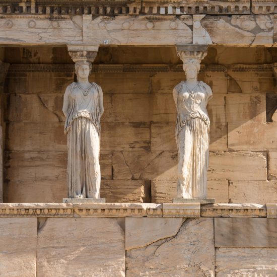 The Caryatid porch of the Erechtheion temple in Athens, Greece