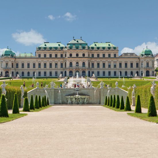 Belvedere Palace Vienna, historic building and landmark with garden and cascades