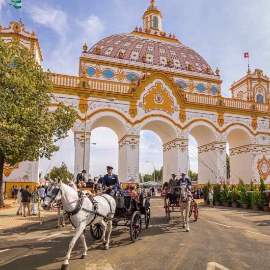 Images of the streets of the April Fair in Seville, held between April and May each year