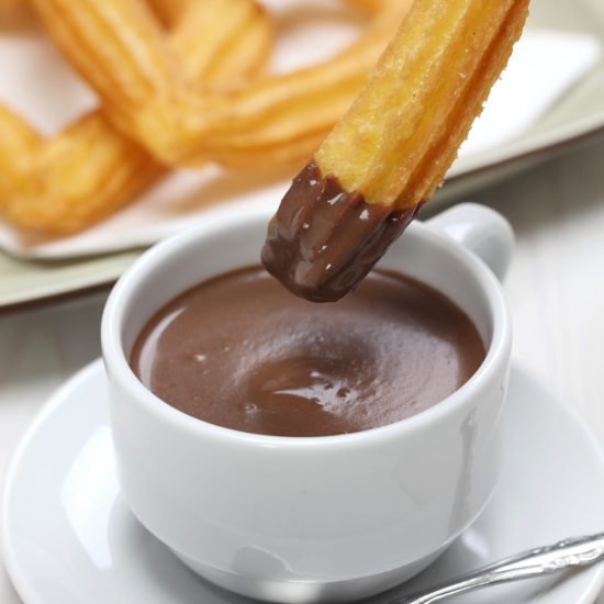 churros served with thick hot chocolate